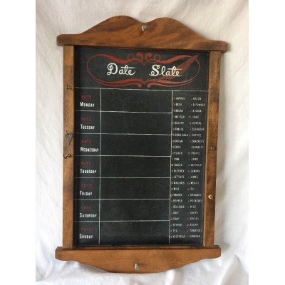 Mid Century "Date Slate" Chalkboard Days Of the Week & Grocery List Kitchen Sign   283104577862